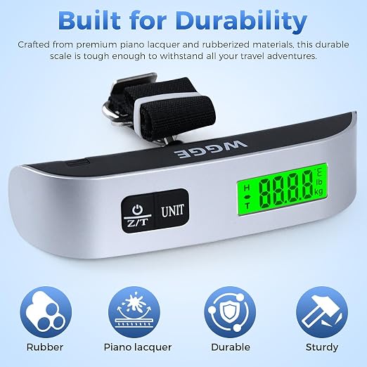 Digital Luggage Scale, WGGE Travel Luggage Weight Scale, Max 110lbs/50kg Baggage Scale with Backlit LCD Display - Image 3