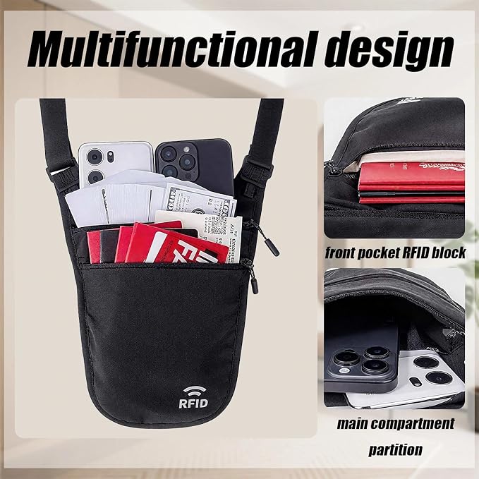 Travel Money Belt Under Clothes,RFID Passport Wallet, Hidden Money Belt for Travel Women Men, Secure Wallet to Protect Cash, Credit Cards - Image 3