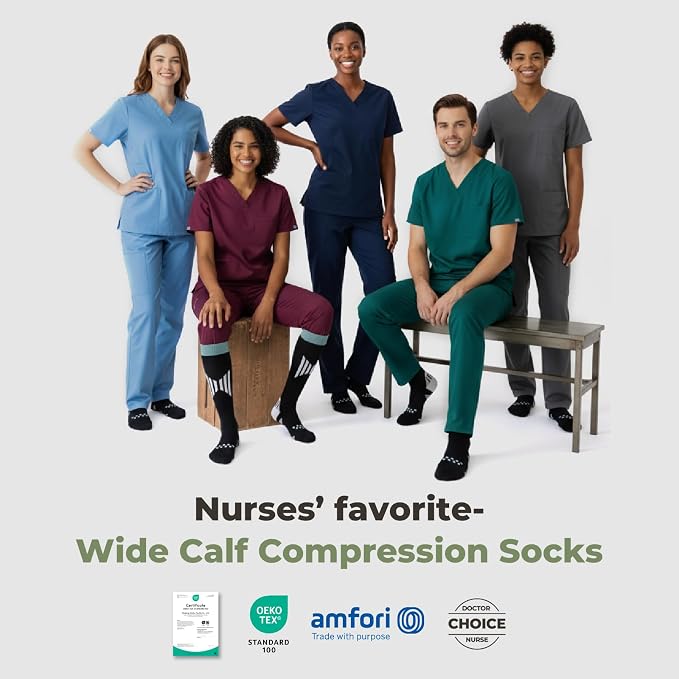 TINYLEMON Wide Calf Compression Socks for Women & Men 15-20 mmHg Cushioned Sole Knee High Support Socks for Long Hours & Daily Wear - Image 6