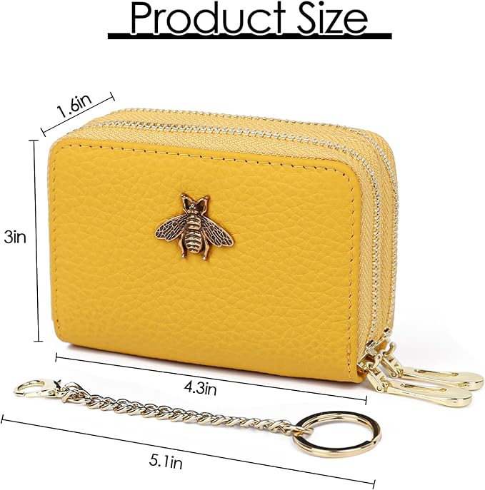 imeetu RFID Credit Card Holder, Small Card Wallet Women, Leather Card Case | Genuine Leather Women's Card & id Cases, Change Coin Purse with Zipper Keychain id Window, 20 Colors & 3 Styles, Daily, Gifts - Image 5