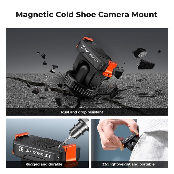K&F CONCEPT Cold Shoe Magnetic Quick Mount Holder for Osmo Action 4/5 Pro | Tripod Mount, Hot Shoe Camera Adapter with 1/4" Screw Hole for Osmo Action 3/4 DSLR Photography Accessories, PP18 - Image 8