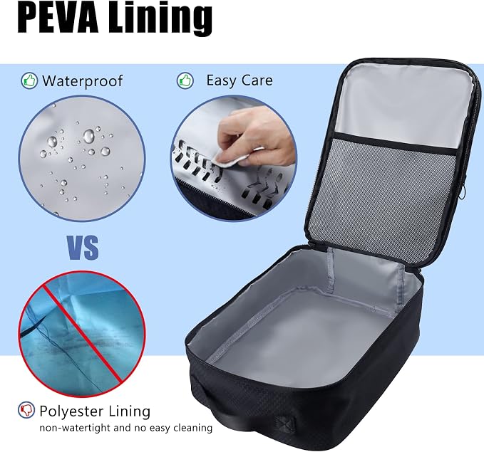 Shoe Bag for Travel,2 Layers Shoes Organizer,Honeycomb Grey | Holds 3 Pairs,Trolley Strap,Easy Clean Lining,Leak Proof,Dual Zippers - Image 6