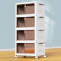 YFXCVSL 4 Tier Plastic Storage Bins with Lid 23QT, Stackable Storage Bins | Plastic Storage Bins with Wheels, Folding Storage Boxes, Organizers and Storage for Living Room,Office,Dorm by YFXCVSL