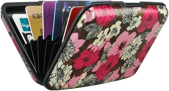 RFID Aluminum Wallet Credit Card Protector Case Holder for Men Women | Mini RFID Aluminum Wallet Credit Cards Holder Business Card Case Metal ID Case for Men Women (Flourishing Flowers) - Image 6