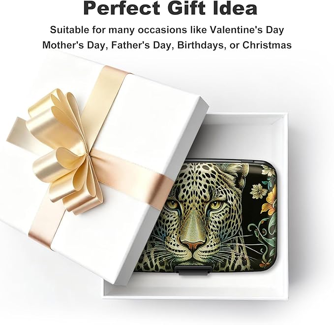 Mini RFID Aluminum Wallet Credit Cards Holder Business Card Case Metal ID Case for Men Women(Black Leopard) - Image 7