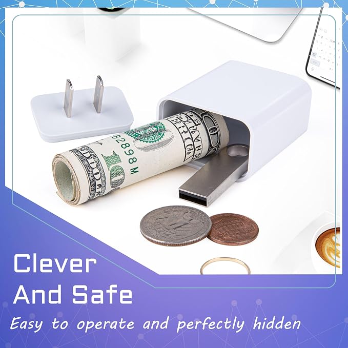Plug Storage Realistic Looking Charger with Storage Hiding Places for Valuables Charger Diversion Safe, White - Image 4