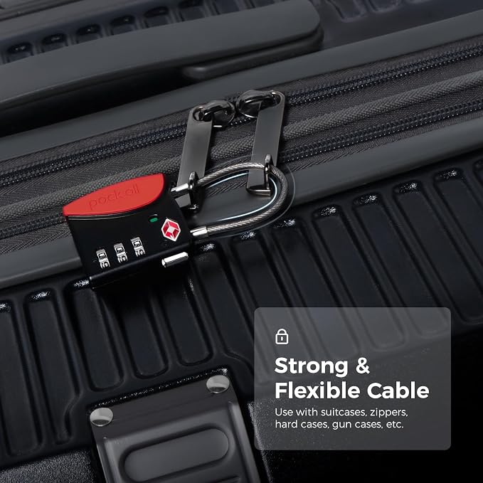 pack all TSA Approved Travel Luggage Locks, Resettable 3-Digit Code | Open Alert Indicator, Flexible Steel Cable, Zinc Alloy Body, Clear Number Dials, For Suitcase, Toolbox, Backpack, 4 Pack - Image 3
