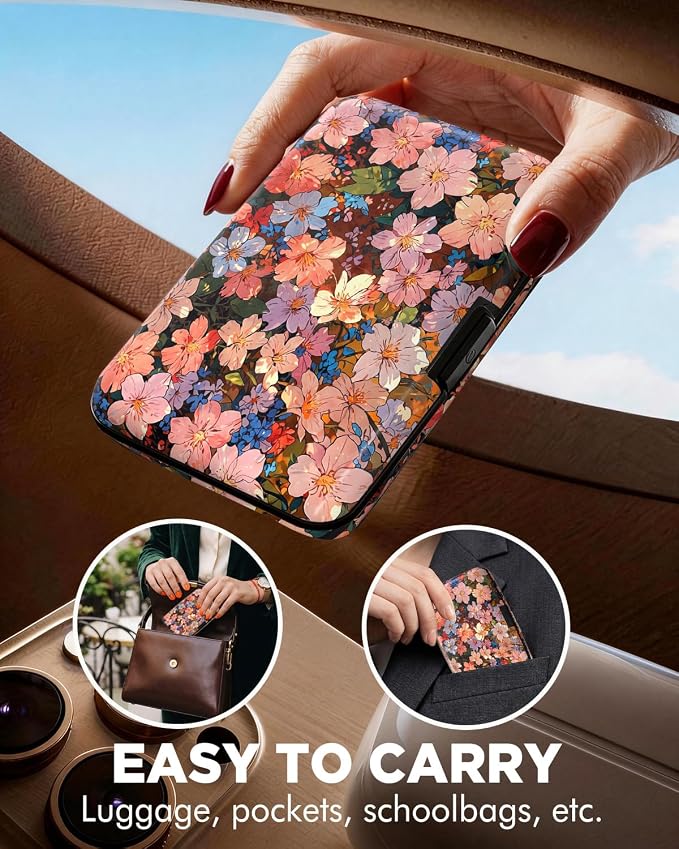 Maicican RFID Blocking Aluminum Credit Card Holder | Slim Metal Wallet for Women & Men, Business Card Case for Travel, Fits Front Pocket, Card holder wallet - Colorful flowers - Image 4