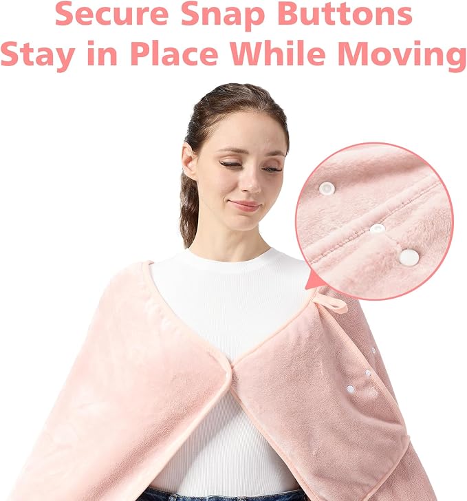 Packable Travel Throw Blanket, Blush Pink | Soft lightweight wearable travel accessory with carry pouch, airplane blanket, road trips, office naps,outdoor camping - Image 6