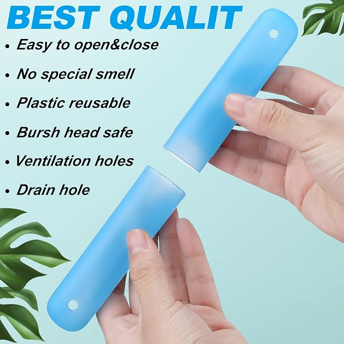 Sieral 90 Pack Travel Toothbrush Case Holder Bulk Breathable Portable Toothbrush Storage 7 Assorted Color Plastic Toothbrush Container for Home Outdoor Traveling Trip Camping, 8 x 1.2 Inch - Image 3