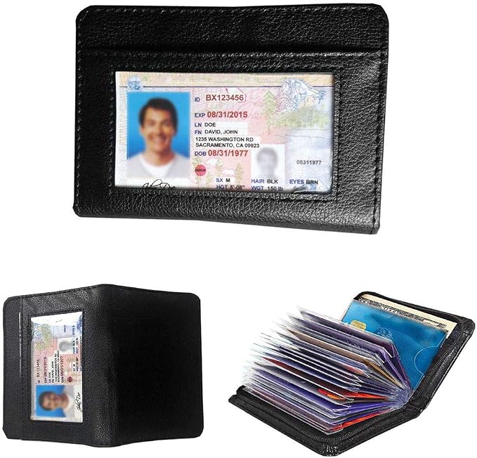 Credit Card Holder Wallet RFID Blocking Leather Wallet for Men and Women with Zipper, Huge Storage Capacity - Image 2