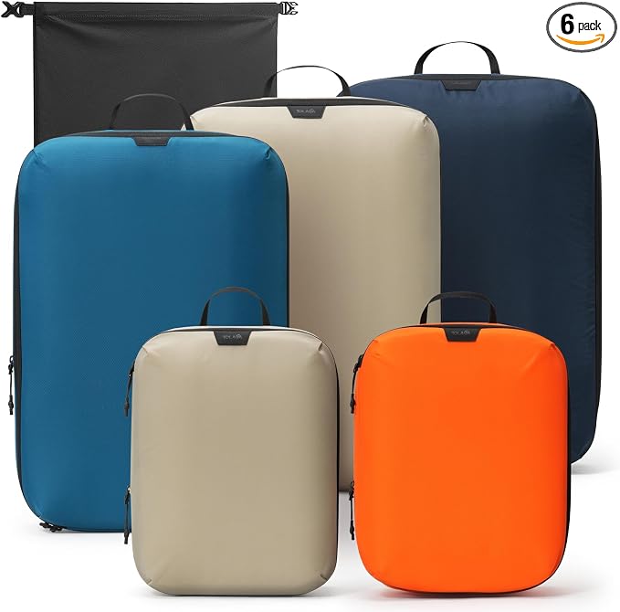 Tolaccea Travel Packing Cubes Set Compression Organizers for 28" Luggage | Lightweight Ripstop Nylon | Compression Zippers Save Space | Organized Packing Storage for Family Travel | Extra Laundry Bag by Tolaccea