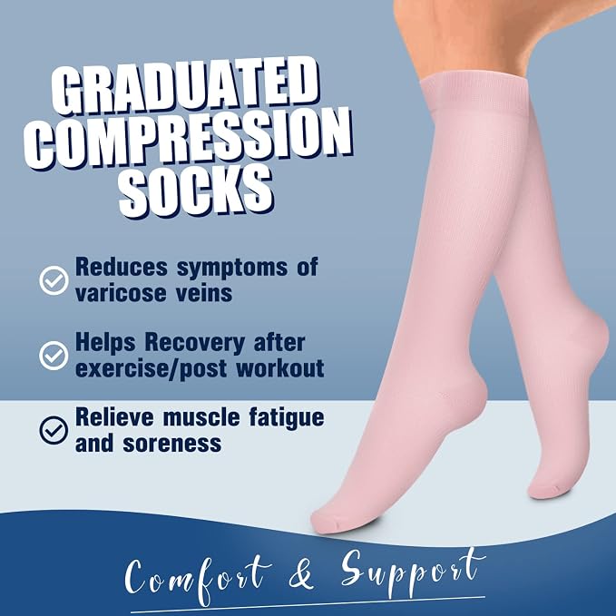 4 Pairs-Compression Socks for Women&Men Circulation-Best Support for Nurses,Running,Athletic - Image 3