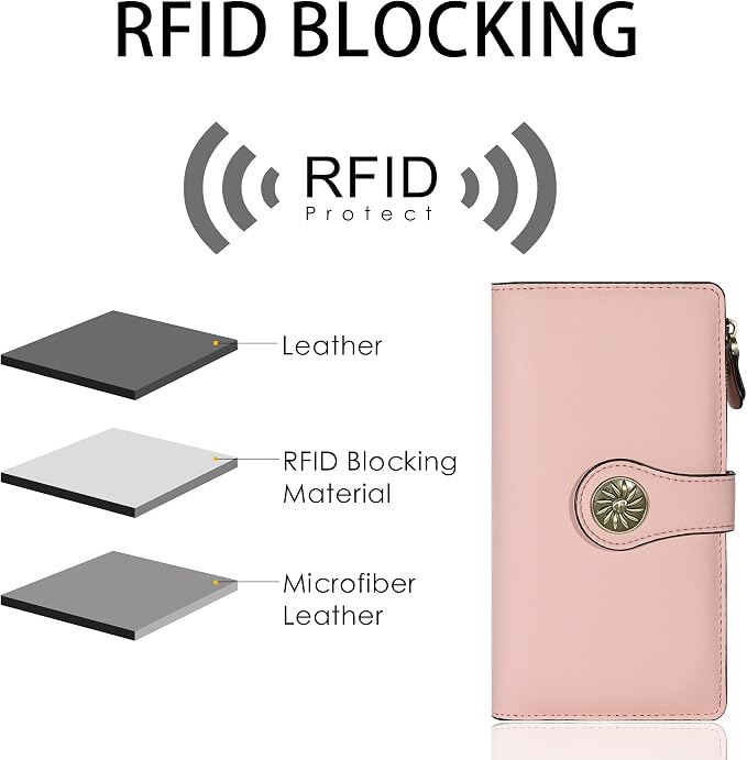 Travelambo Women's Wallet RFID Blocking Trifold Clutch Large Capacity Credit Card Holder Travel Purse - Image 2