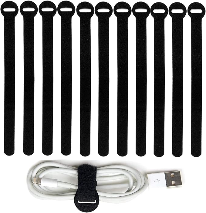 200PCS Reusable Cable Ties, 8-Inch Multi-Purpose Cable management Hook & Loop Cable Straps Wire Ties, Adjustable Fastening Cord Organizer, Cord Organizer for Home, Office and Data Centers,Black. by HAVEMETD