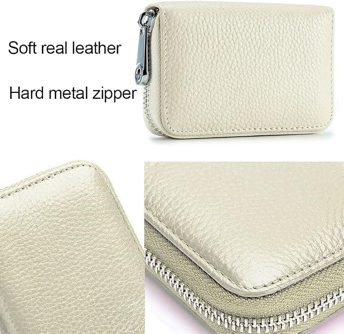 RFID Credit Card Holder Genuine Leather Credit Card Wallet with Zipper | RFID - Image 4