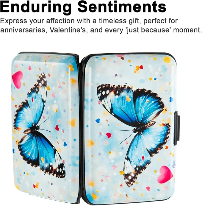 Credit Card Holder for Women Men RFID Blocking Wallet Small Business Metal Slim Mini Aluminum Hard Case (Colorful Hearts Butterfly) - Image 6