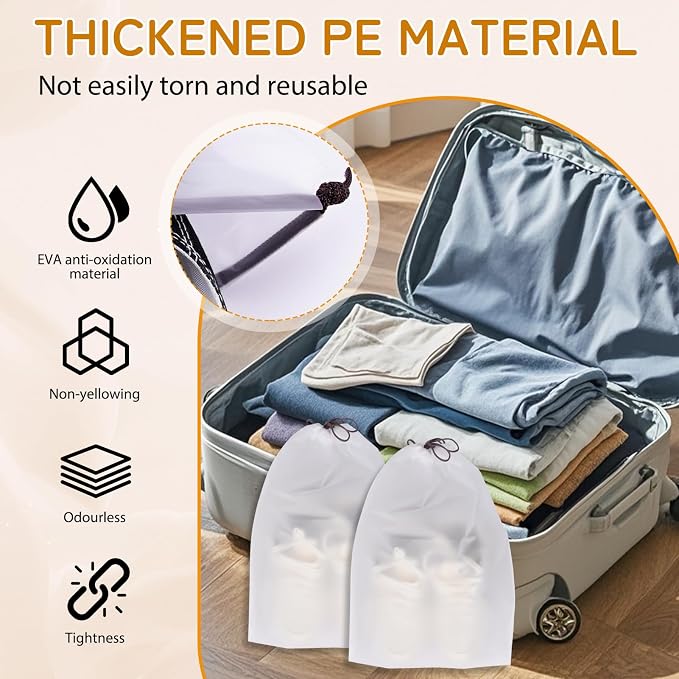 Shoe Bags for Travel, Waterproof Drawstring Shoe Bags for Packing | 15.7" x 11.8" Large Dustproof Portable Travel Shoe Storage Bags Travel Essentials Women and Men - Image 5