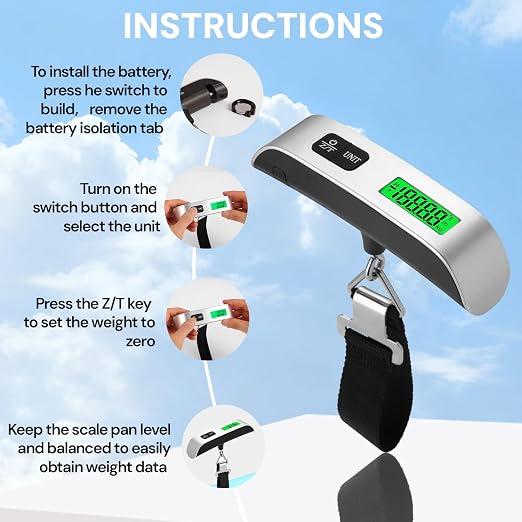 Luggage Scale Travel Digital, 110lb Travel Scale, Backlit LCD | 4-Unit Switching, Portable Suitcase Weight Scale for Luggage, Backpacks & Packages – High Accuracy, Battery Included - Image 6