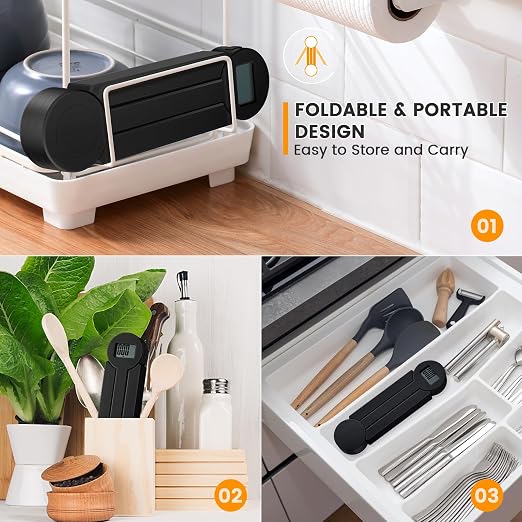 Folding Digital Kitchen Scale, Highly Accurate Compact Portable Food Scale with LCD Display, Auto Power Off and Tare Features, for Measuring Intake of Healthy Eating People (Black) - Image 4