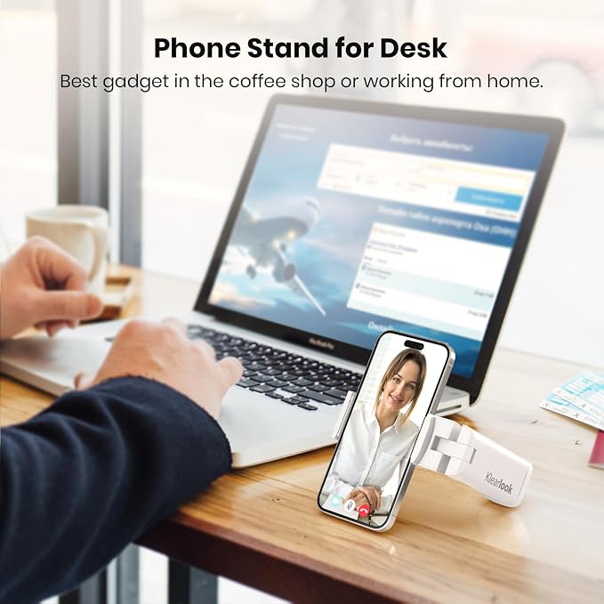 Klearlook Universal Flight Phone Holder, White, Foldable, 360 Rotation, Compatible with 4.7-6.9 Inch Phones - Image 4