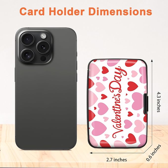Credit Card Holder for Women RFID Blocking Wallet, Heartfelt Valentine's | Card Wallets for Women Small Mini Business Metal Accordion Aluminum Alloy Hard Case for Men - Image 5