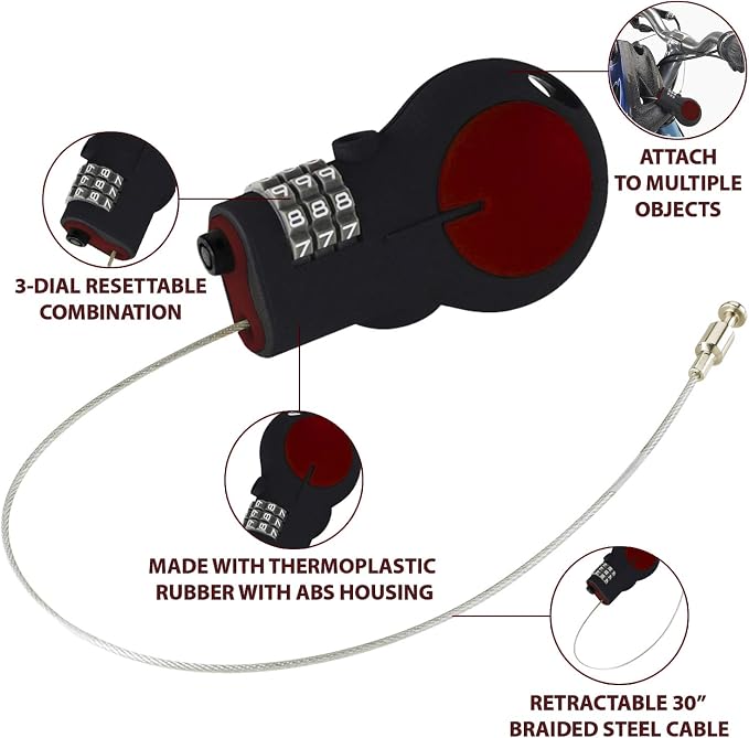 Lewis N. Clark Cable Luggage Lock | TSA Approved | Travel Or Bike Lock | Set Your Own Combination | 30-inch Retractable Steel Cable - Image 2