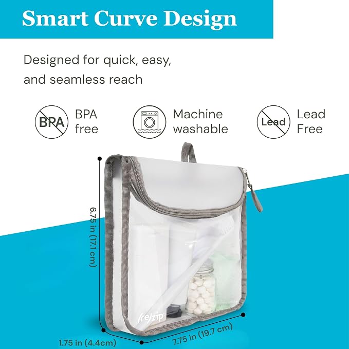 (re)zip TSA Approved Travel Toiletry Bag with Hanging Loop, Travel Quart Bag– Reusable Clear Makeup bags with zipper, Clear Pouch for Travel Essentials, Cosmetic | BPA-Free, Machine Washable - Gray - Image 4