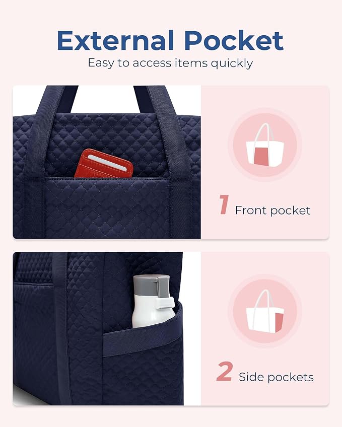 BAGSMART Crush Tote Bag for Women, 20L Puffer Work Tote with Zipper, Travel Essentials Quilted Nurse Hospital Bag - Image 4