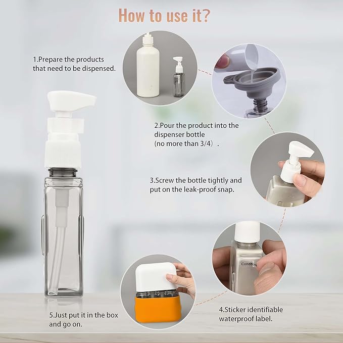 Bpluma Travel Bottles, Leak Proof Containers For Toiletries TSA Approved Airplane Accessories Kits For Liquid With Labels | For Toiletries TSA Approved Airplane Accessories Kits For Liquid With Labels - Image 5
