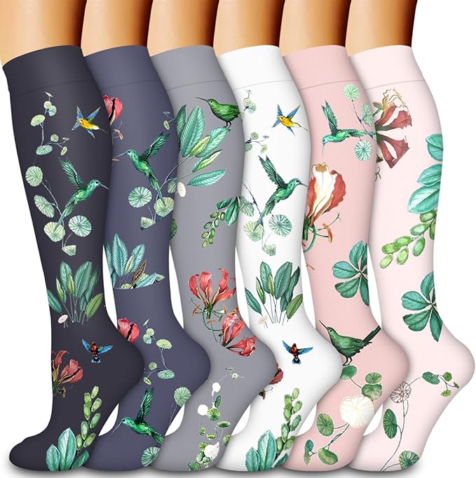 Compression Socks for Women & Men Circulation(6 pairs)-Graduated Supports Socks for Running, Athletic Sports by LaiteHebe