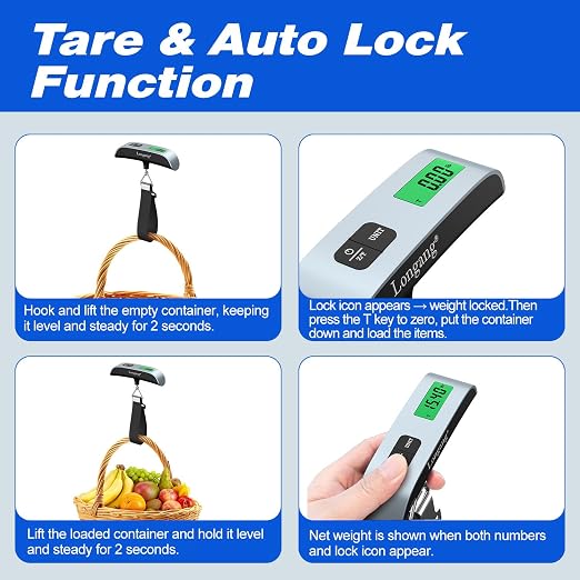 Digital Hanging Luggage Scale with Backlit for Travel, Portable Handheld Suitcase Weight Scale with Hook, 110 Pounds, Battery Included - Image 5