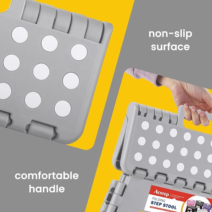 12 Pack 11 Inch Folding Step Stool, Sturdy Plastic Foldable Step Stool for Kids & Adults, Non Slip Lightweight Collapsible Foot Stools Holds 300 lbs, Ideal for Kitchen, Bathroom, Outdoor, Gray - Image 3