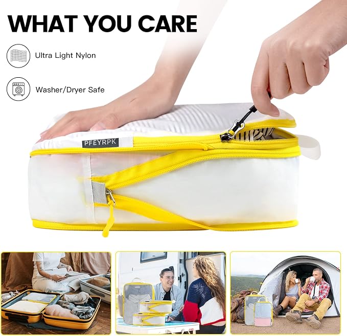 PFEYRPK Lightweight Compression Packing Cubes for Suitcases, Compressible Expandable Travel Packing Organizer with Clear Toiletries and Backpack Bag, Travel Essentials for Carry on Luggage 7 Set - Image 2