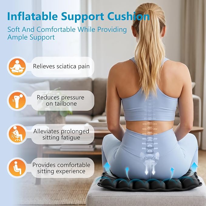 Sondour Travel Cushion, Airplane seat Cushion for Long Flights, Press Type Air Inflatable, 36 Airbags, Portable and Ergonomically Designed Cushions, Inflatable Cushion for Wheelchair, Travel,Driving - Image 2