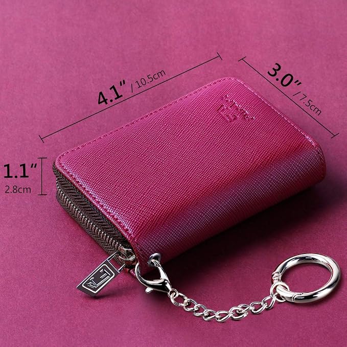 FurArt Zipper Wallet Women RFID Credit Card Holder keychain Wallet | ID Window RFID Blocking Compact Small business 15/16 slots - Image 6