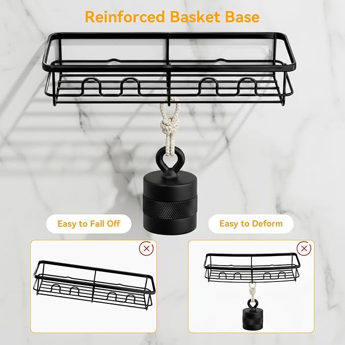 Adhesive Shower Caddy, Large Capacity Shower Racks for Inside Shower, No Drill Bathroom Shower Organizer and Storage, 4 Pack Black Bathroom Shelves, Home Decor Rv Accessories, Apartment - Image 7