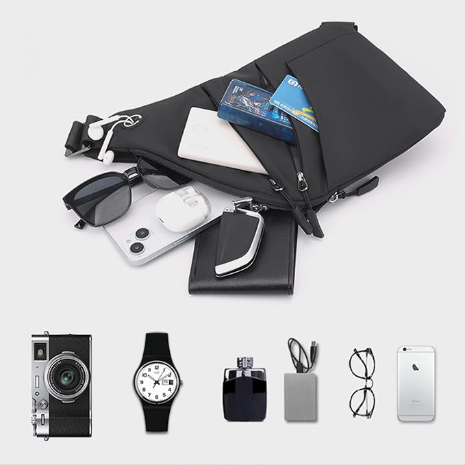 Anti Theft Crossbody Bags for Women Men, Multi-Pocket Shoulder Bag, Slim Sling Bags with 2 RFID Blocking Card - Image 5