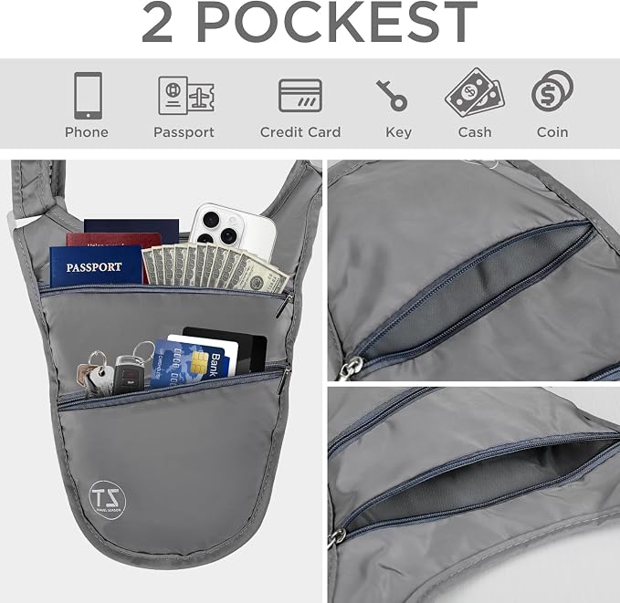 Crossbody Bag for Men Women Anti-Theft Money Belt for Travel Hidden Slim Passport Holder Mini Sling Bag Chest Belt Under Clothes to Protect Cash, Credit Cards, Phone - Image 6