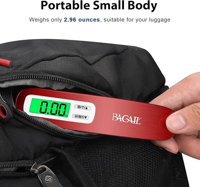 BAGAIL Digital Luggage Scale, 110lbs Hanging Baggage Scale with Backlit LCD Display, Portable Suitcase Weighing Scale, Travel Luggage Weight Scale with Hook, Strong Straps for Travelers - Image 7