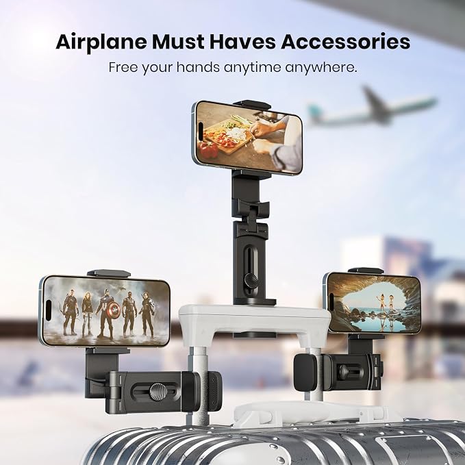 3 Pack Universal Airplane Phone Holder, Klearlook 360 Degree Rotation Travel Essentials Mount for Desk, Handsfree Stand, Flexible Accessories for Flying - Image 2