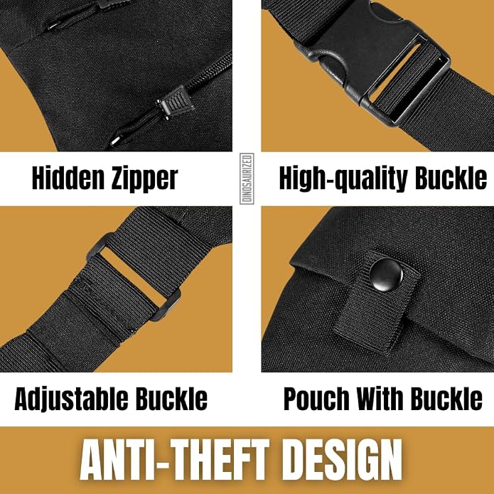 Anti-Theft Sling Bag Right Hand Cross Body Chest Bag Secure Zippers - Image 2
