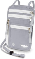 HERO Neck Wallet - RFID Blocking Passport Holder, Easy to Conceal Travel Pouch (Ash Grey) by HeroTravelSupply