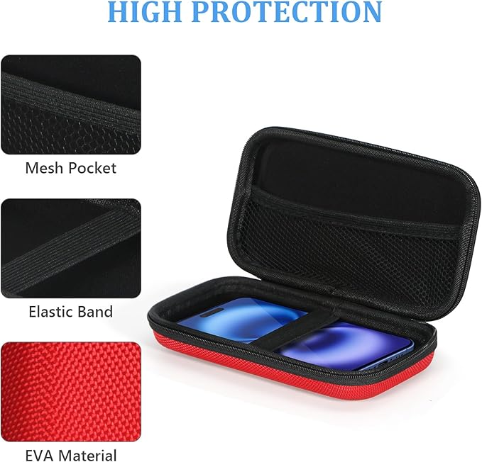 Hard Protective Travel Case, Shockproof EVA Electronic Organizer | Fits Anker, Jackery, RAVPower Power Bank, Cell Phones, GPS, Cables, Car Accessories, Travel Gadgets,Red - Image 4