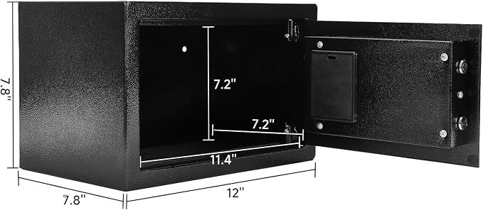 0.43 Cu Ft Steel Security Safe Box with Digital Lock Keypad | Electronic Safe Comes With 2 Emergency Keys, Ideal For Storing Cash, Jewelry & Documents At Home, Office And Hotel，Black - Image 2