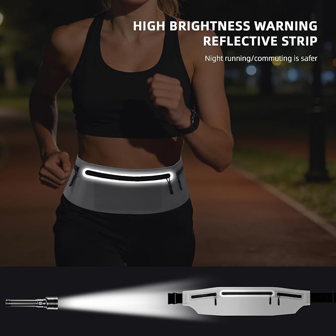 Running Belt for Men Women, Ultra-thin Run Belt with Pockets Secure Adjustable Fanny Pack Marathon Jogging Runners Belt for Phone, Keys & Essentials - Fits 6.9'' Phones (Gray, Large) - Image 5