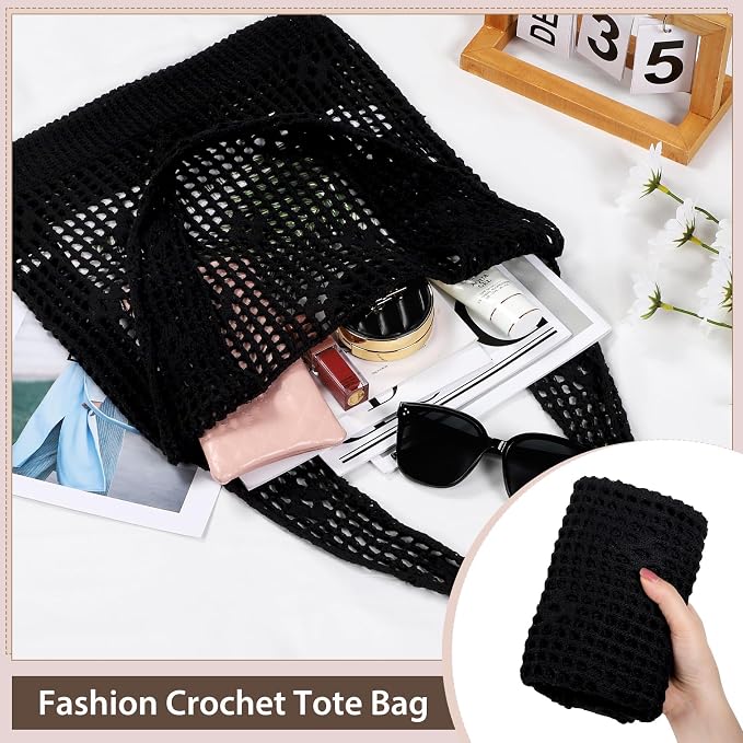 Sightor Crochet Tote Bag, Mesh Beach Bag Knit Summer Hobo Bag for Women | Beach Tote bag Vacation Outfits Aesthetic Boho Bag - Image 5