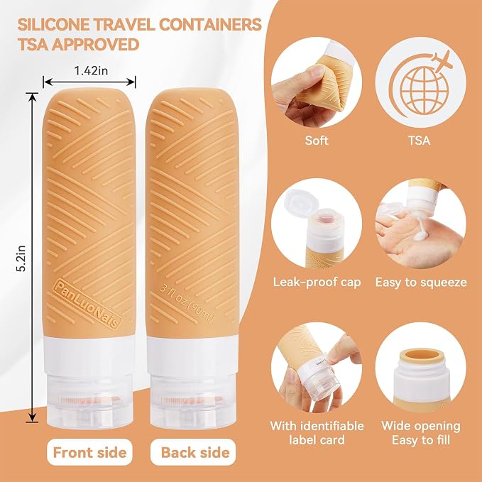 Travel Bottles for Toiletries, Silicone TSA Approved Bottles, Leakproof Shampoo & Toiletry Containers for Airplane, Vacation & Business Trips - Image 3