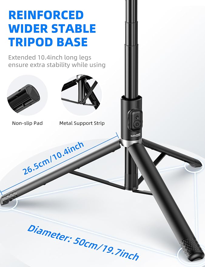 72" Cell Phone Selfie Stick Tripod, Aluminum Selfie Stick All-in-1 with Integrated Remote, Extendable Travel Smartphone Tripod Stand Compatible with iPhone 17/16/15/14/13/Android - Image 3