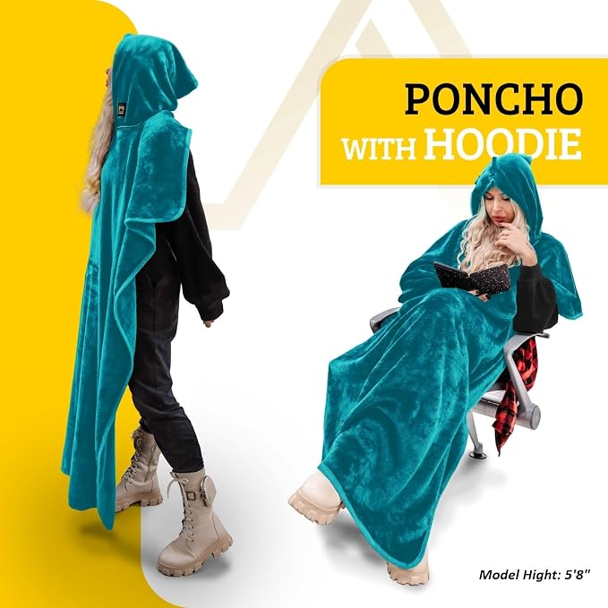 Travel Blanket Airplane Compact with Hoodie, Folds into a Travel Pillow | 300 GSM fleece airplane blanket; attached hoodie doubles as its storage case | 62 x 41 in., luggage strap and secure pocket - Image 7